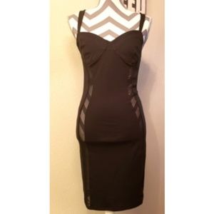 Double Side Mesh Insert Bustier Midi Dress